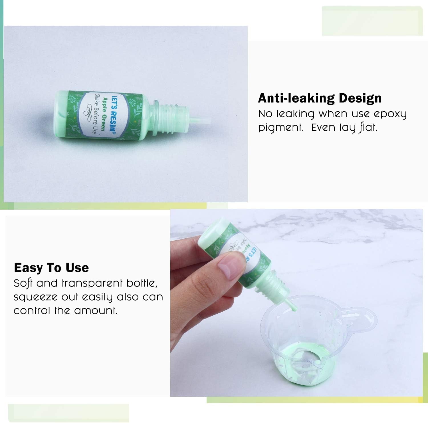 LET’S Resin 18 Colors Epoxy Pigment, Opaque Liquid Resin Colorant Each 0.35Oz,Odorless Epoxy Resin Dye Solid Color Liquid Dye for Resin Jewelry DIY Crafts Art Making