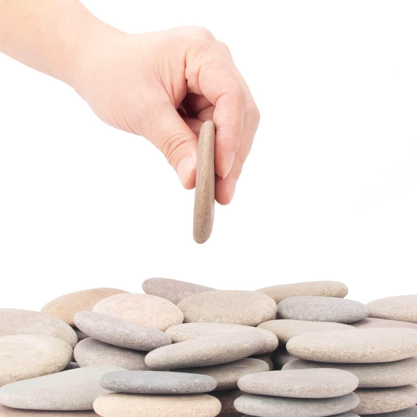 [About 97 PCS - 105 PCS](18 Pounds) Painting Rocks,2.33"-3.72" River Rocks,Diy Rocks,Flat Rocks,Craft Rocks,Natural Stones