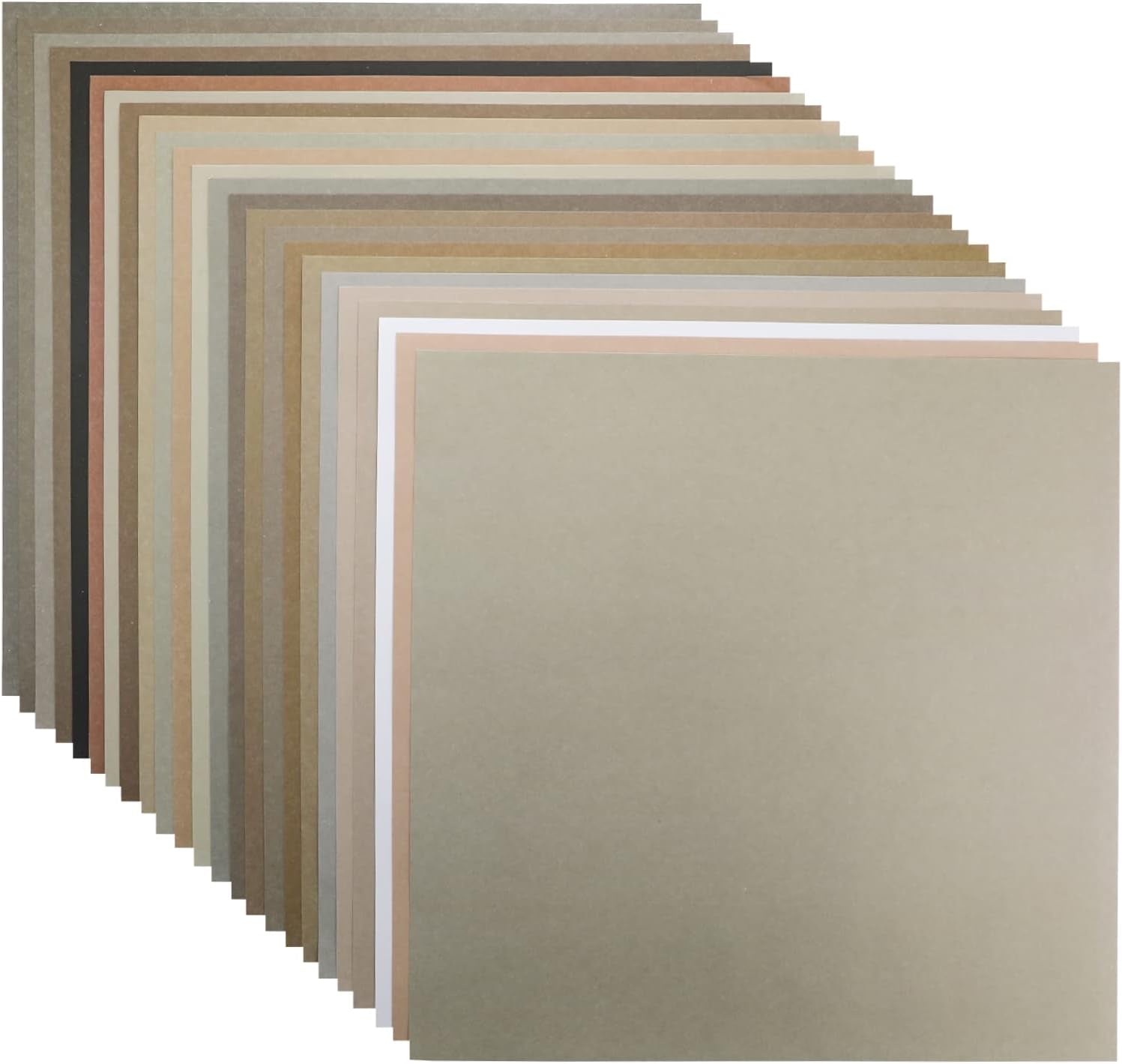 48 Sheets Earth Tones Color Card Stock Paper 12X12 250 Gsm 92 Lb Cover Neutral Scrapbook Paper 24 Assorted Colors Double Sided Grays Cardstock for Cricut, Cardmaking