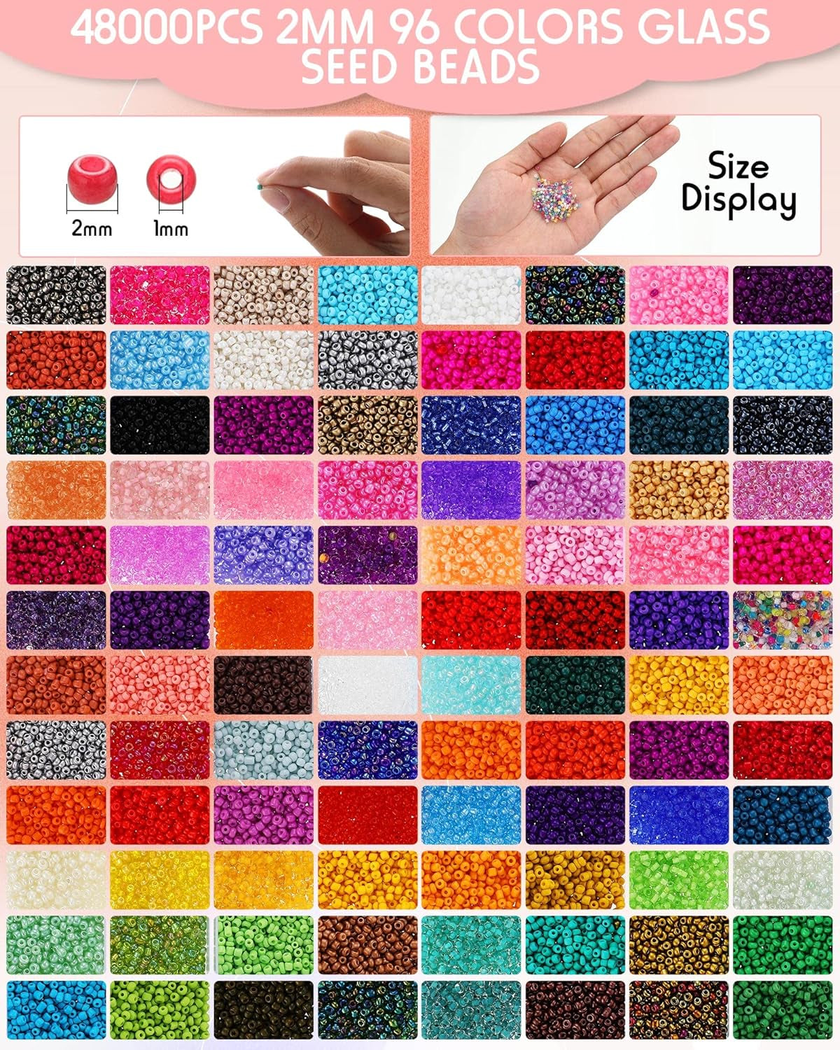 Bead Loom Kit for Adults Beading Loom Supplies 48000 Pcs Glass Seed Beads Bracelets Jewelry Earring Making Tools Christmas Gifts for Girls DIY Accessories