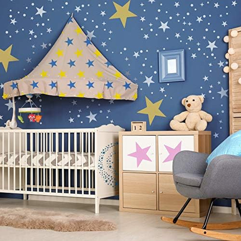 6 Pieces Star Stencil Kit Reusable Twinkle Star Template Assorted Star Pattern Stencils in Different Sizes with Metal Open Ring for Painting on Tile Wall Home Decor Paper Fabric