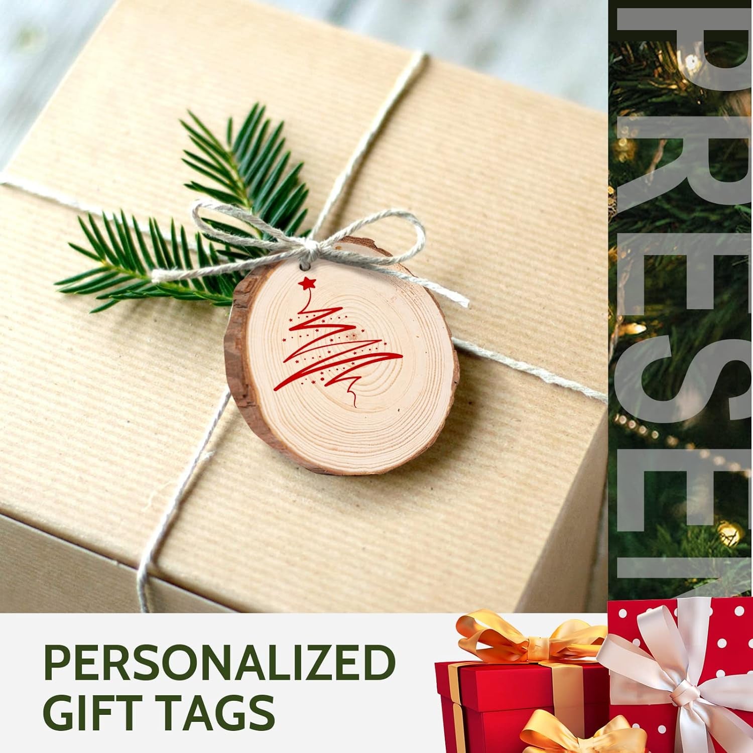 2.3-3.1 Inches Natural Wood Slices Set for Crafts - 25Pcs round Wood Discs with Pre-Drilled Hole for DIY Projects, Christmas Ornaments and Wedding Decoration