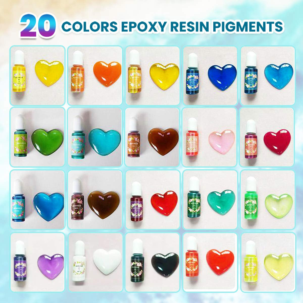 13OZ Epoxy Resin Kit - Clear Resin Epoxy for Crafts, Resin Starter Kit for Beginners, Resin Kits and Molds Complete Set for Adults with 20 Colors Resin Pigments