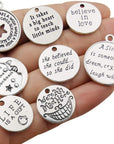 40Pcs Inspiration Words Charms Craft Supplies Beads Charms Pendants for Jewelry Making Crafting Findings Accessory for DIY Necklace Bracelet (M331)