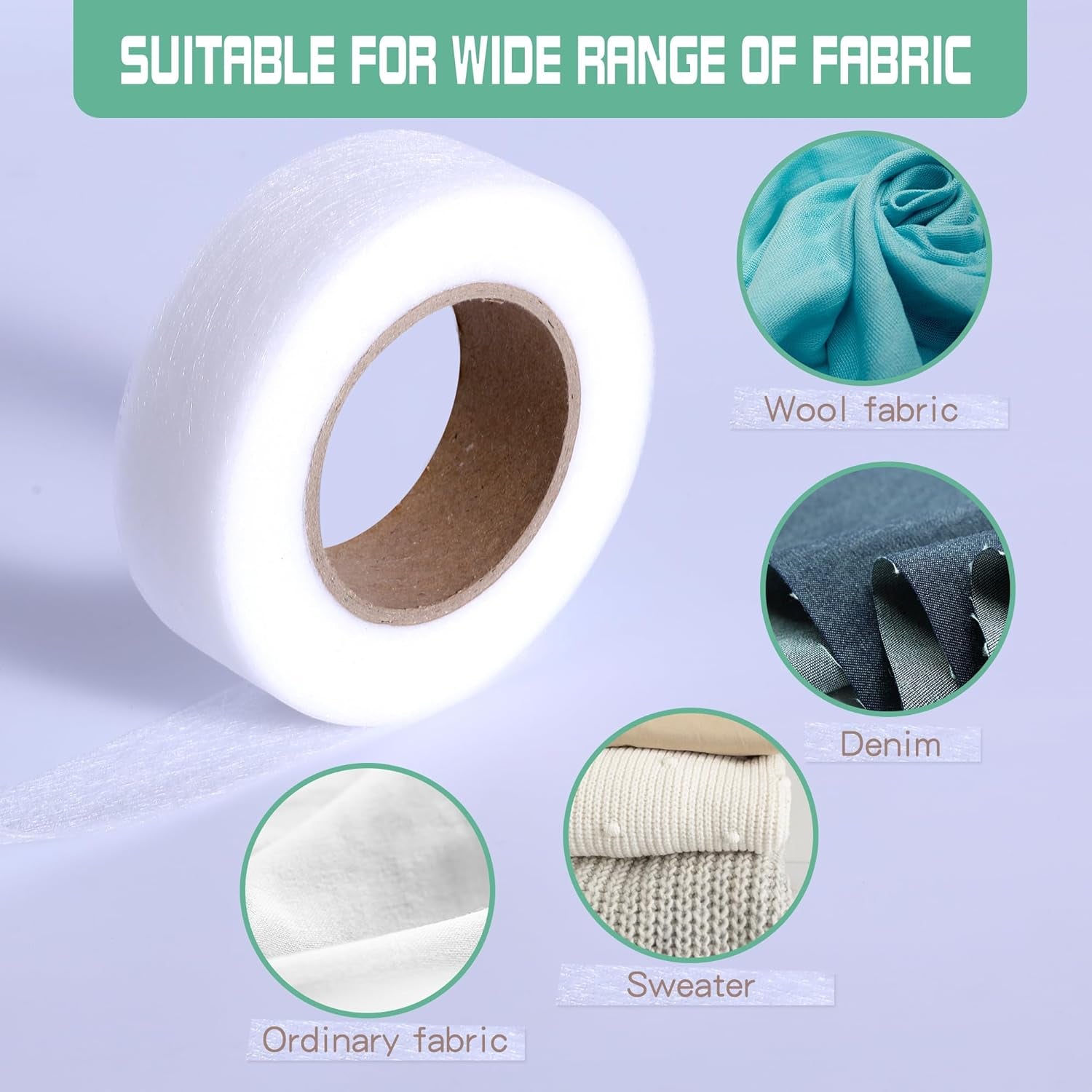 Fabric Fusing Tape - Iron on Hemming Tape, Double Sided Fusing Hem Tape Durable Adhesive for Skirts Jeans Clothes Pants Collars Curtains - White, 1 Inch Wide 72 Yard Long Total