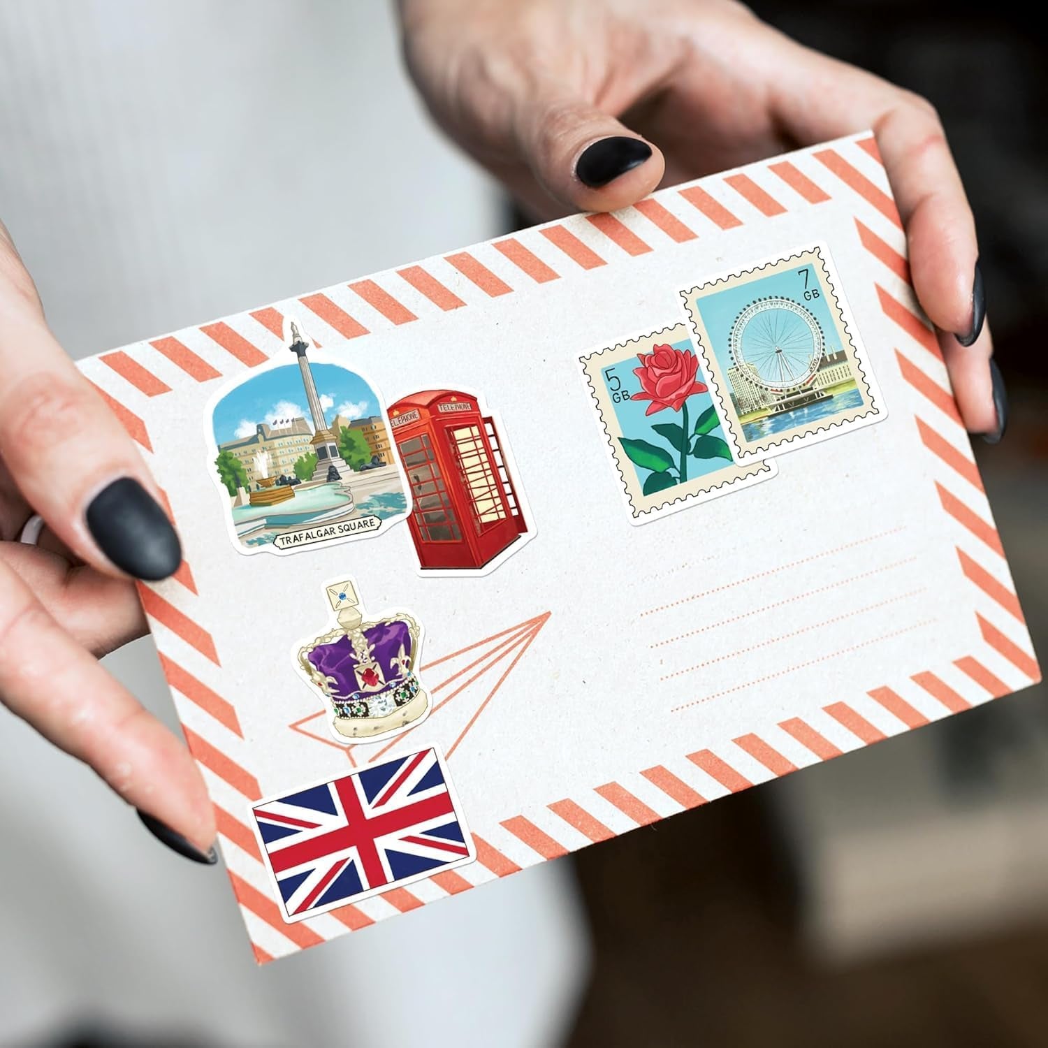 Bustling London Travel Stickers (28Pcs) - Gouache Style, English-Themed Vacation Decals for Journals, Scrapbooks, Luggage, Water Bottle