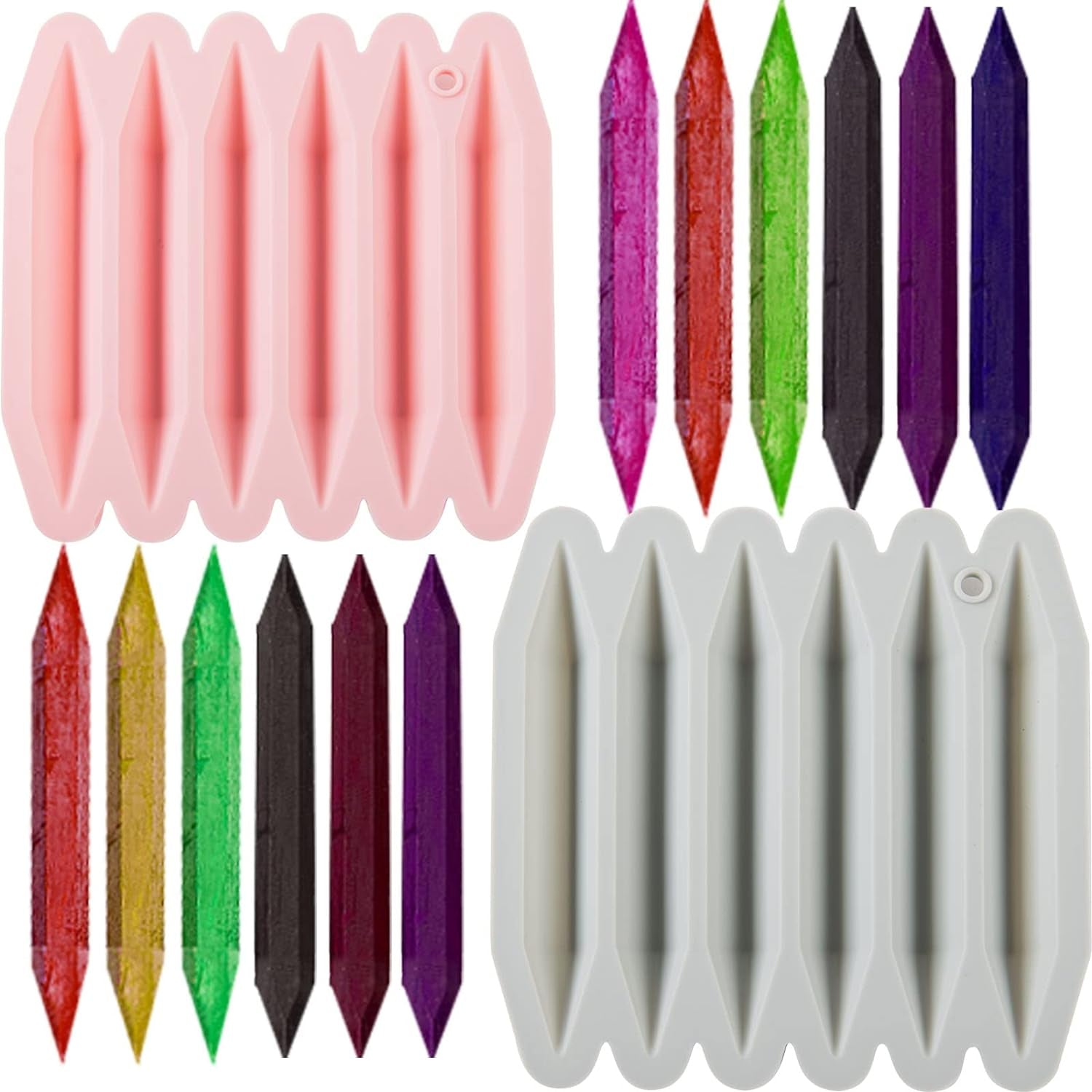 2 Pcs Crayon Mold Crayon Recycling Mold Cavity Double Tipped 3D Melted Crayon Molds Pure Silicone Oven DIY Crayon Shaped Mold Reusable Triangular Crayon Molds for DIY Making