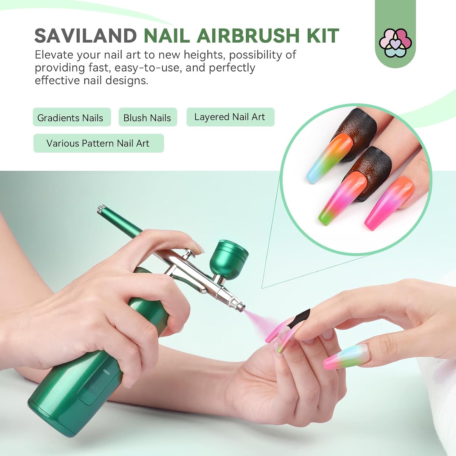 Airbrush for Nails Kit, Professional Wireless Airbrush Kit Portable Fast DIY Nail Art Gel Nail Polish Nail Supplies for Nail Decorating French Nail Painting Nail Art Nail Tech Must Have