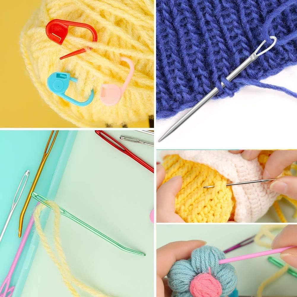 35Pcs Yarn Needle Tapestry Needles,Darning Needle Yarn Needles,Big Eye Blunt Knitting Needles with Stitch Markers for Knitting Crocheting