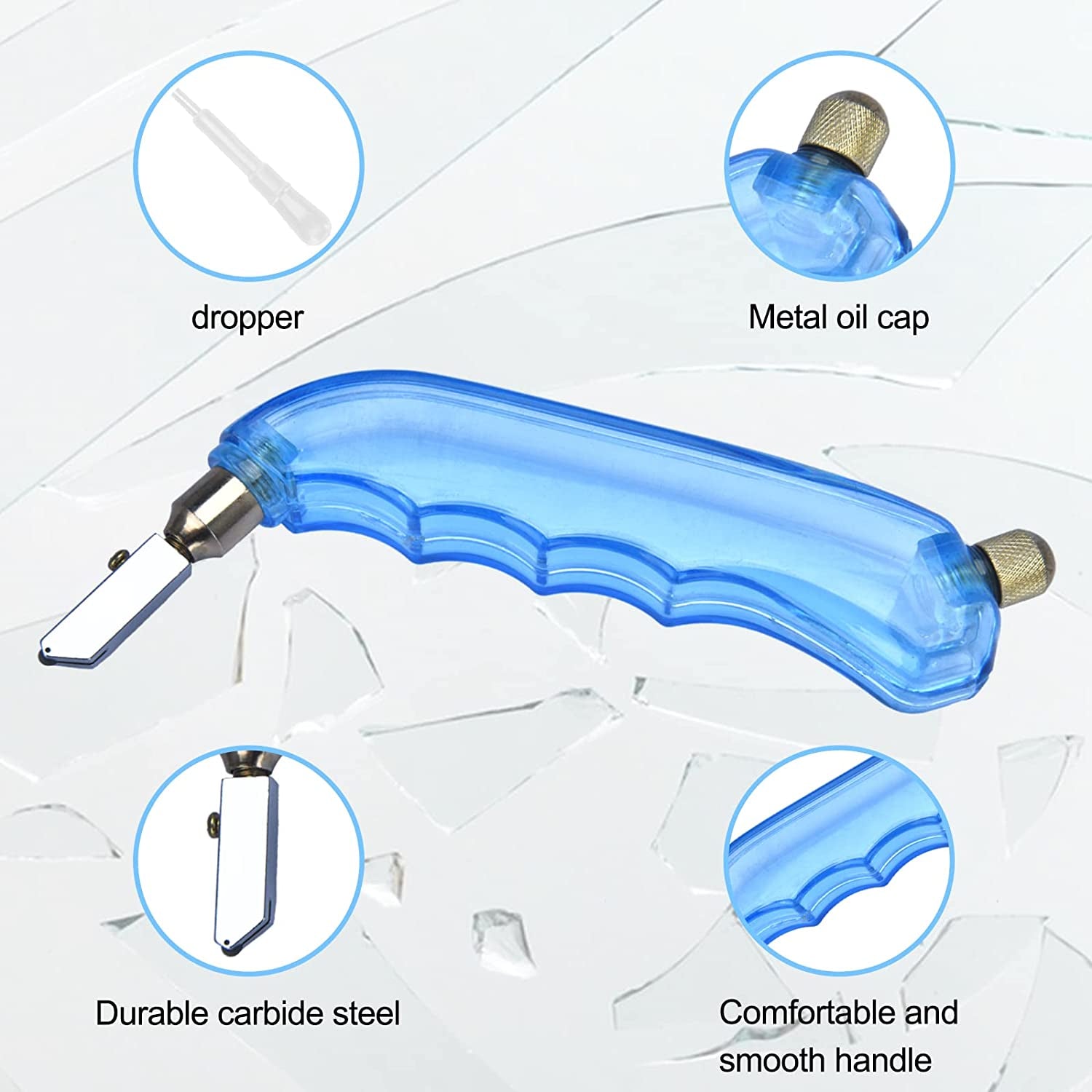2 Pack Pistol Grip Oil Feed Glass Cutter - Heavy Duty Perfect for Cutting, Window Panes, Mirrors, Shelves, Scoring Glass Bottles and More