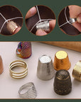 8 Pcs Metal Sewing Thimble, Adjustable Thimble for Hand Sewing Finger Protector,Diy Sewing Tools Accessories, Sewing Thimble Cap with Plastic Storage Box