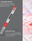 Water Brush Pen, Set of 6, Assorted Soft Nylon Bristle Tips, Self-Moistening Water Brush, Refillable Water Pen