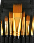 Paint Brush Set, 7 Artist Brushes for Painting with Acrylic, Gouache, Oil and Watercolor. Professional Art Quality on Canvas, Wood, Face and Models. Includes Carrying Case Travel Kit