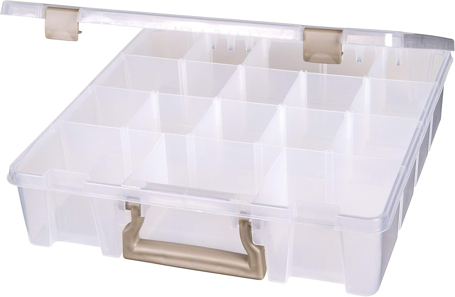 9007AB Super Satchel with Removable Dividers, Portable Art &amp; Craft Organizer with Handle, [1] Plastic Storage Case, Clear