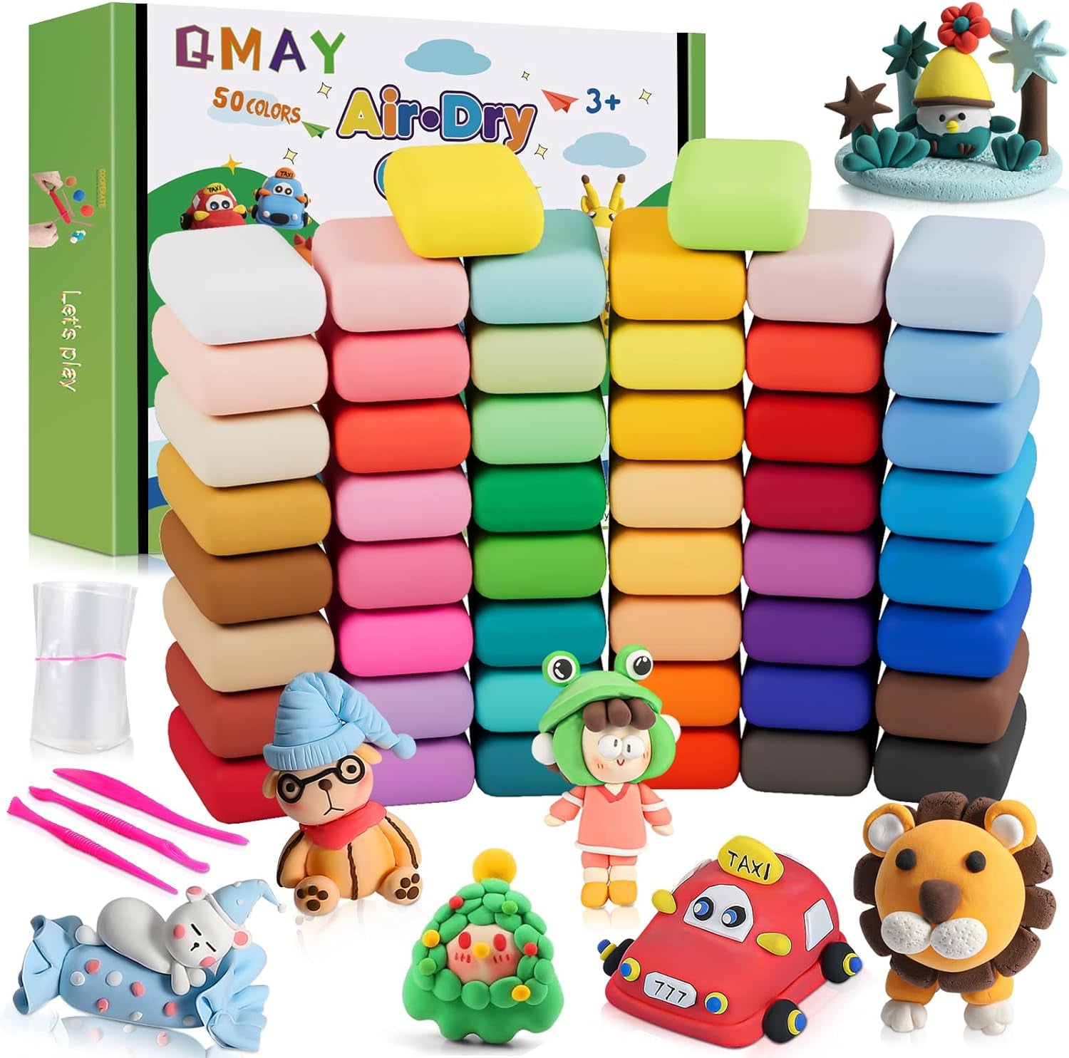 Air Dry Clay 50 Colors-Diy Modeling Clay Starter Kit with Sculpting Tools, Great Gift for Artistic Kids