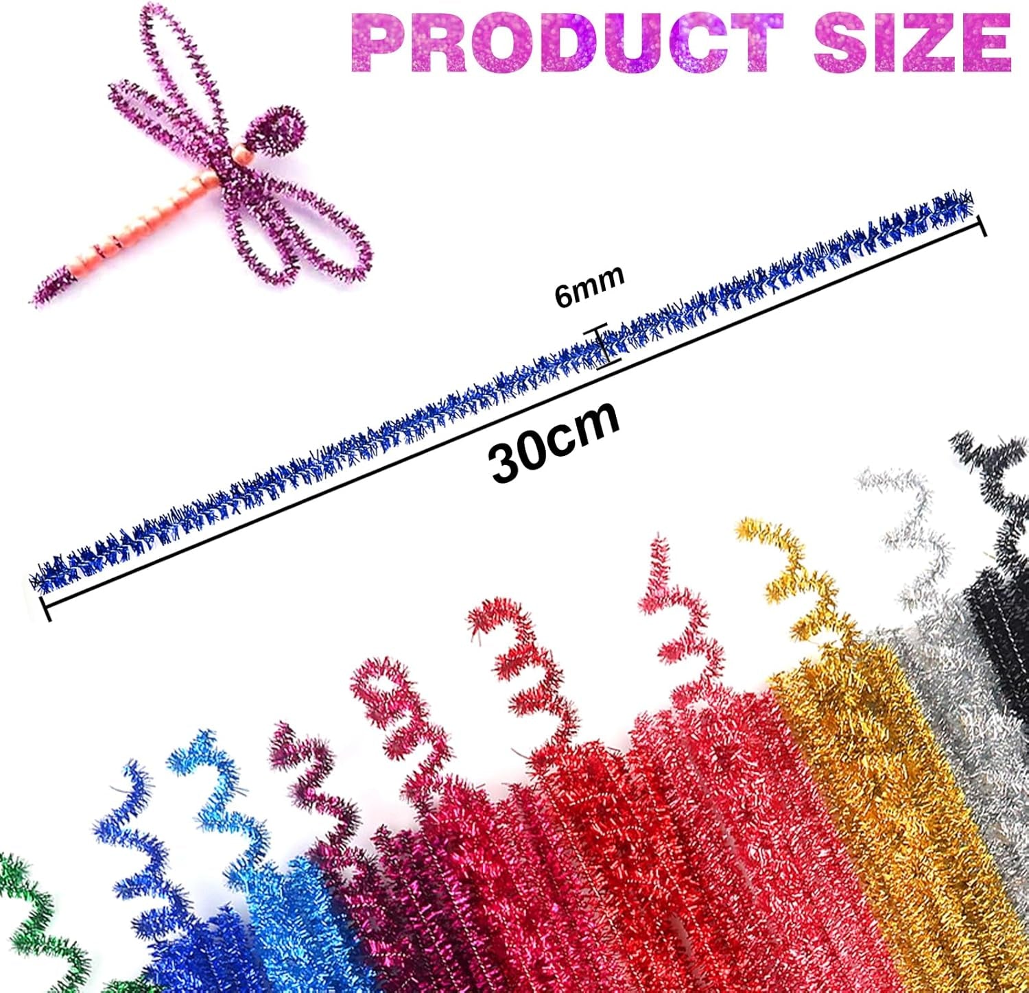 400Pcs Glitter Pipe Cleaners 10 Colors Metallic Pipe Cleaners Craft Supplies 6Mm X 12 Inch Chenille Stems Pipe Cleaners for Art DIY Crafts Decorations