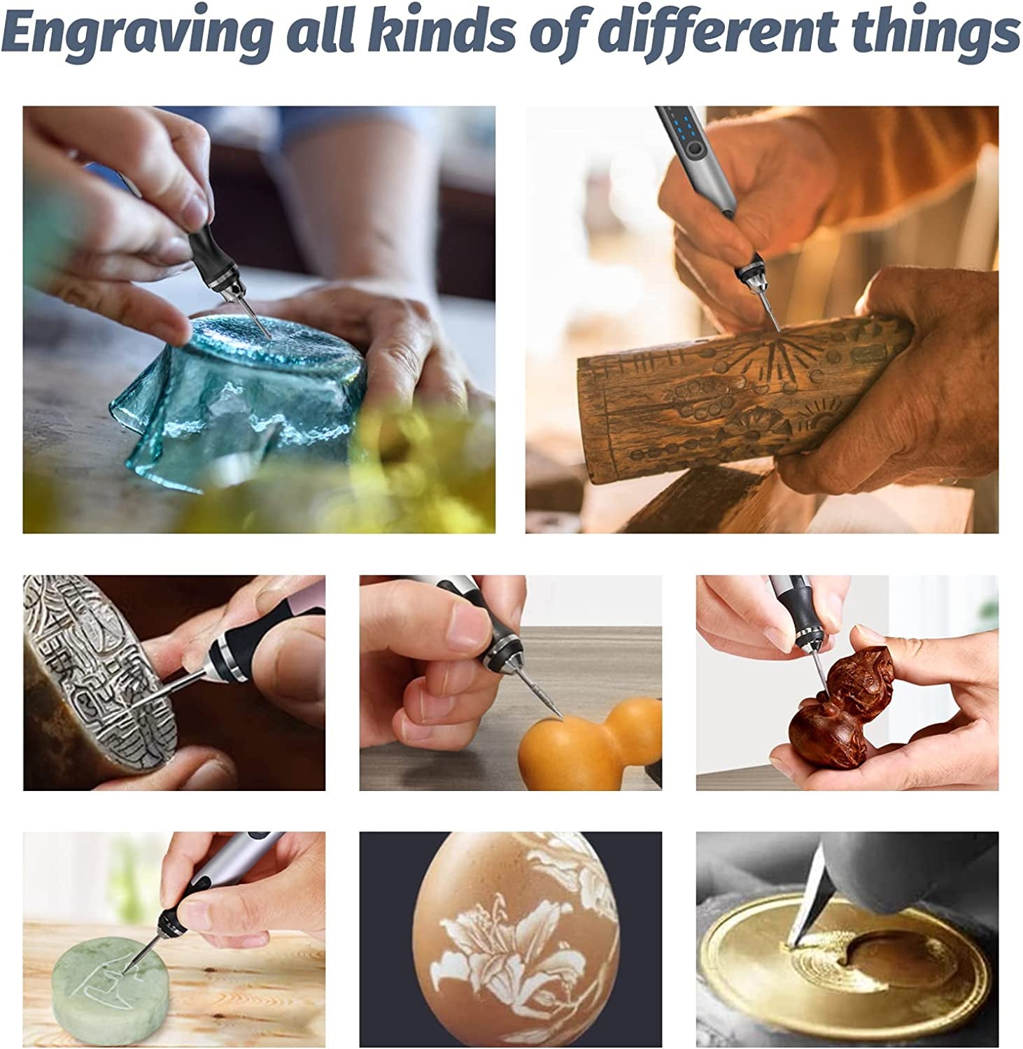 Engraving Pen with 34Bits, Portable Engraving Pen Electric Cordless Rotary Tools, Professional Engraver Tool for Metal to Wooden, Glass, Jewlry