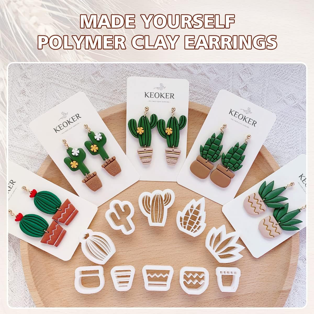 Clay Cutters for Polymer Clay Jewelry, Cactus Polymer Clay Cutters for Earrings Jewelry Making, 10 Shapes Potted Plant Clay Earrings Cutters, Clay Cutters (Potted Plant Clay Cutters)