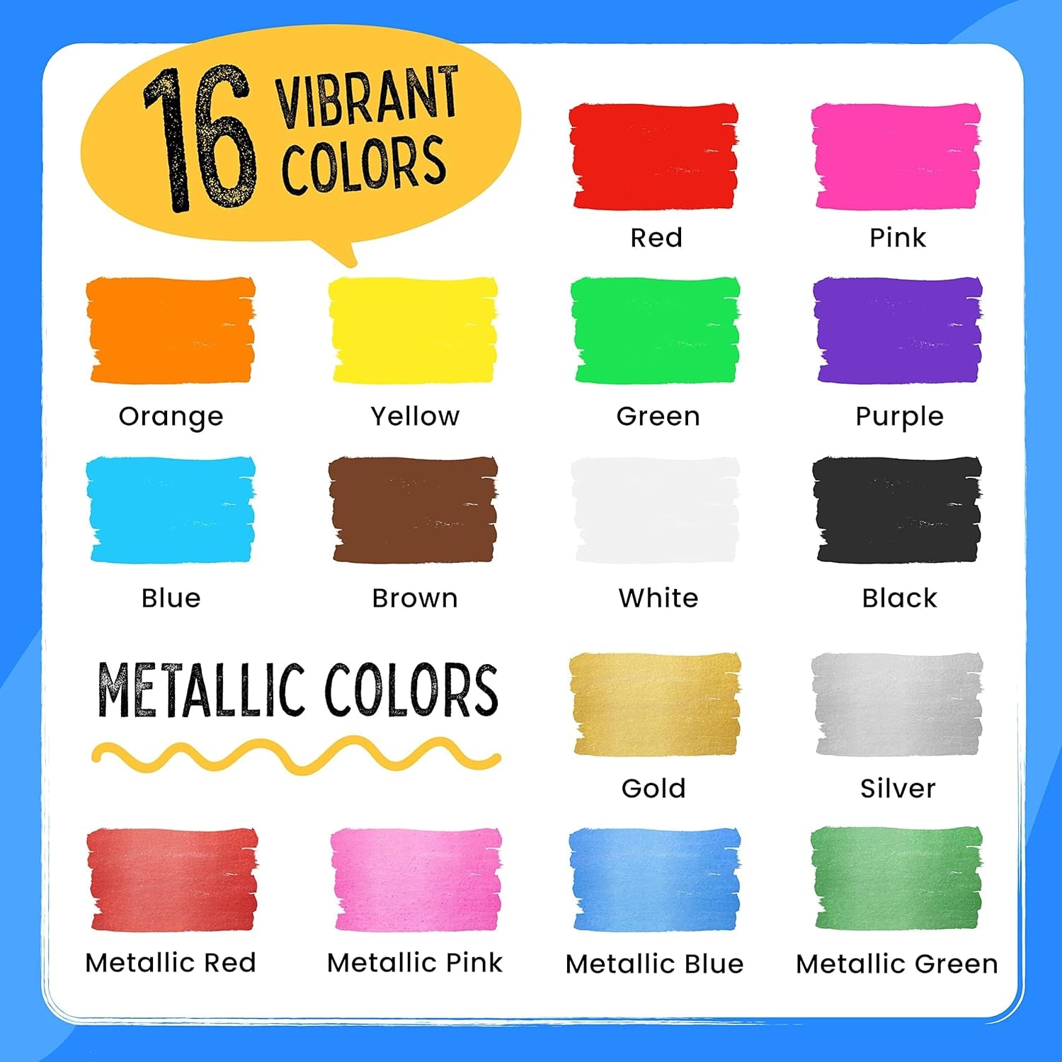 Liquid Chalk Markers & Metallic Colors Pack of 16 Chalk Pens - for Chalkboard, Blackboards, Window, Glass, Bistro | 6Mm Reversible Bullet & Chisel Tip Erasable Ink