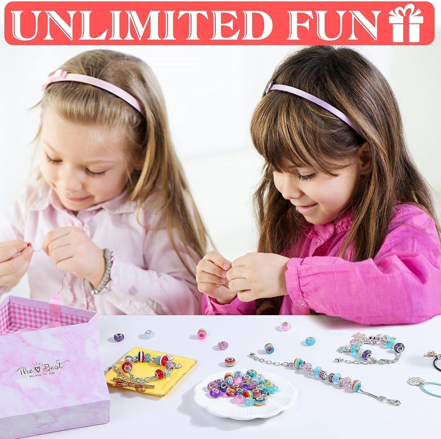 150 Pieces Charm Bracelet Making Kit for Girls, Charm Bracelets Jewelry Making Kit with Beads Bracelets Charms Necklace DIY Crafts Gifts Set for Teen Girls Kids Age 8-12