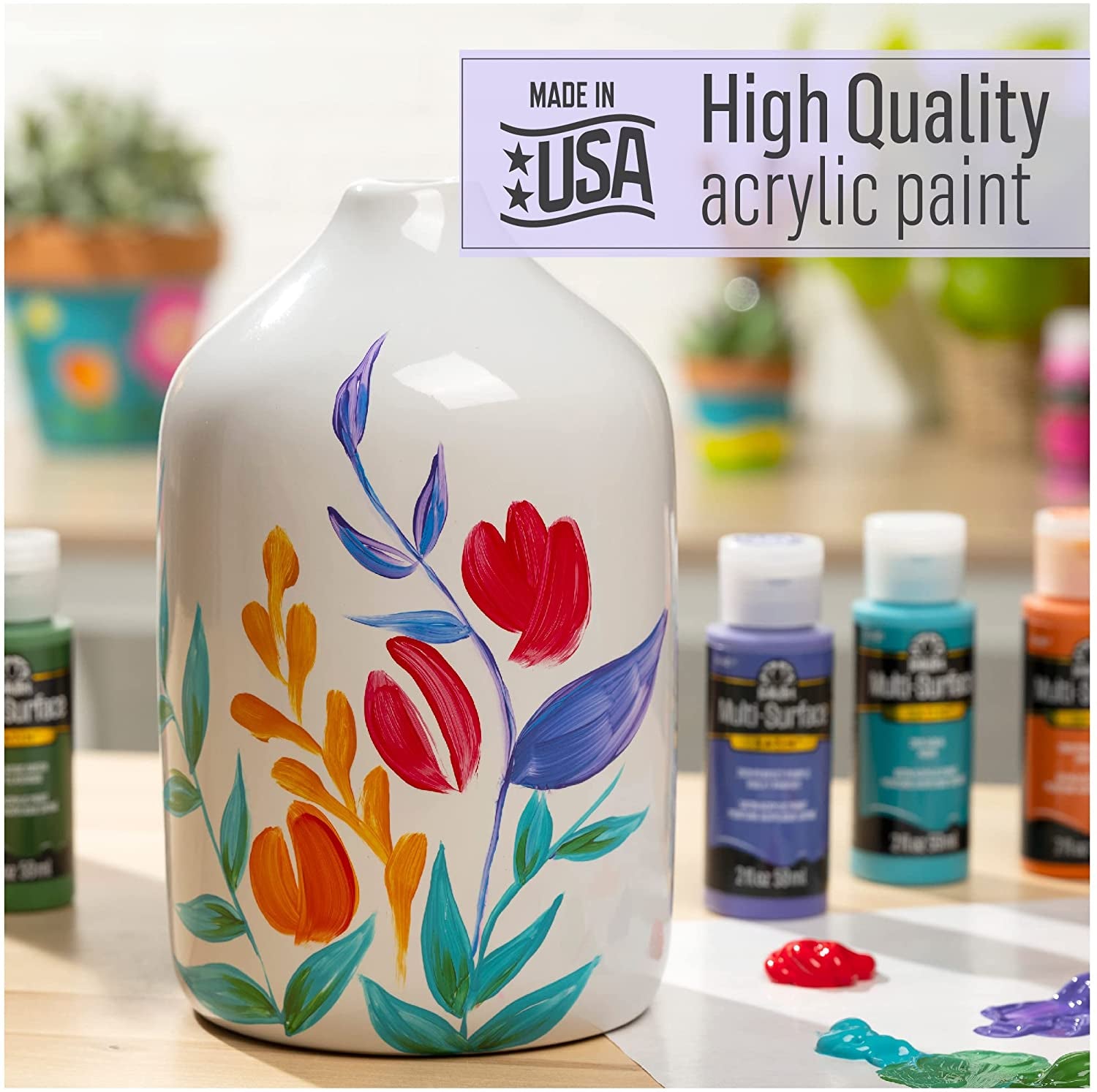 PROMO830 Multi Satin Finish Acrylic Craft Paint Set Designed for Beginners and Artists, Non-Toxic Formula That Works on All Surfaces, 2 Oz, 2 Fl Oz (Pack of 12), 12 Colors May Vary, 24