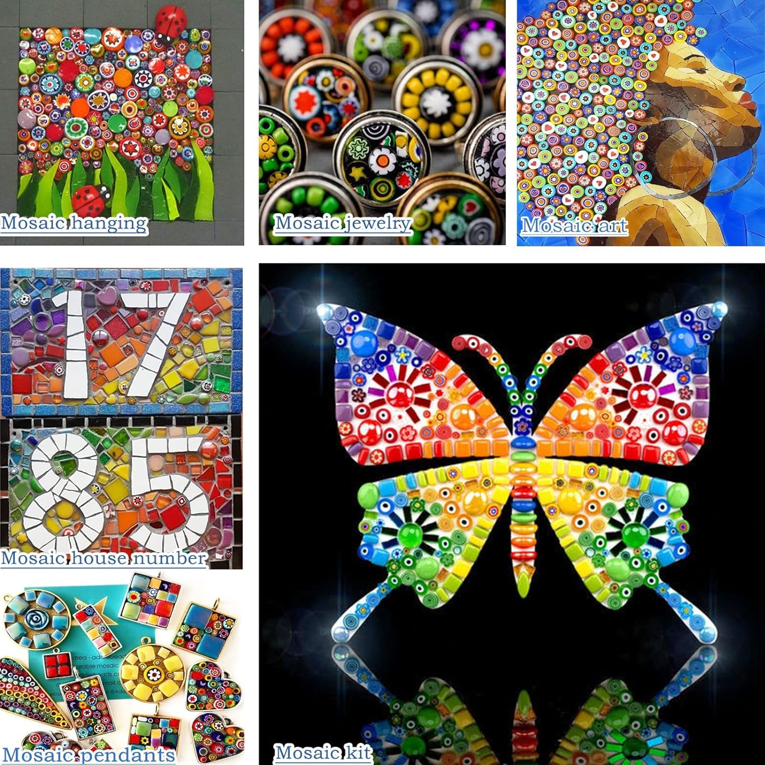 Millefiori Glass Mosaic Tiles for Crafts, Mosaic Glass Pieces,No-Hole Millefiori Glass Beads, Mosaic for Christmas Ornaments,Mosaic Jewelry