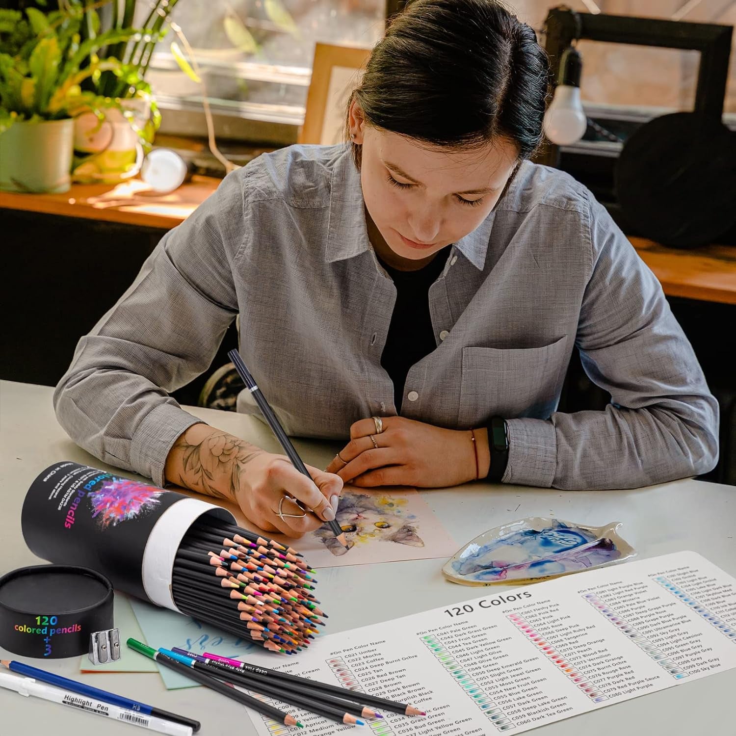 120-Color Colored Pencils, Premium Art Drawing Pencils for Adult Coloring Books, Soft Core, Coloring Pencils for Adults Beginners Kids