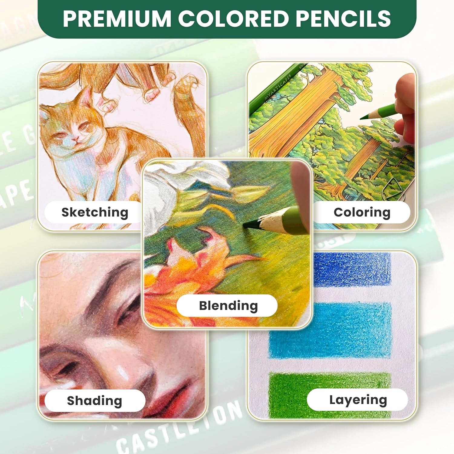 Oil Based Colored Pencils Set, 72 Pcs Premium Color Pencils, Vibrant Colors, Break-Resistant Core, Art Kit with Adult Coloring Book