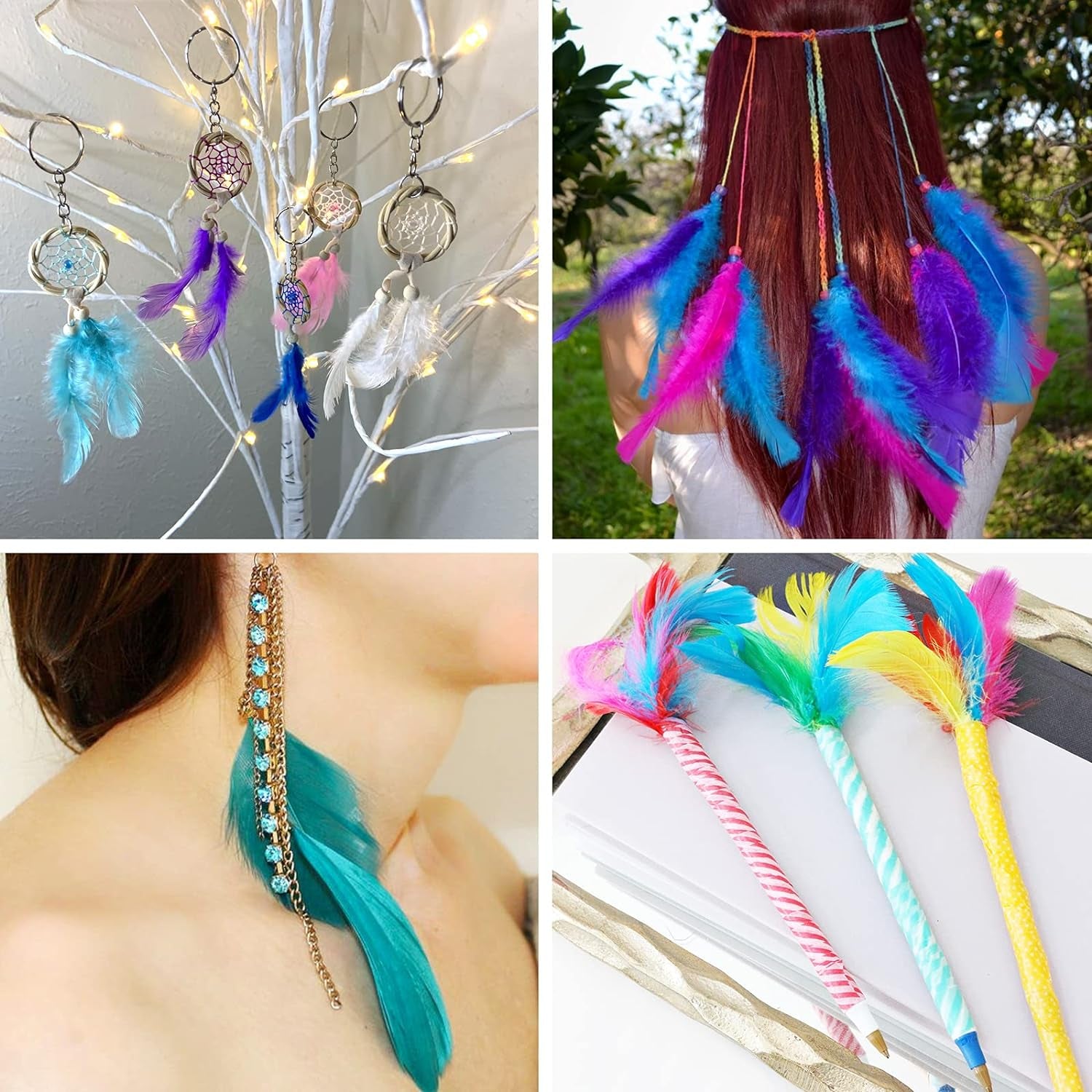 300Pcs Colorful Feathers 3-5 Inches Bulk Feathers Assorted Colors for Crafts DIY, Art Projects, Party Decorations, Dream Catchers