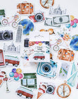 Mini Size Scrapbook Stickers, 45Pcs  DIY Decoration Travel Stickers Life Set for Travel Case, Laptop, Planners, Calendars, Scrapbook, Suitcase, Notebooks, Dimension Less 44Mm(Travel)