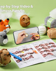 Crochet Kit for Beginners, 4PCS Crochet Animal Kit for Adults Kids, Learn to Crochet with Step-By-Step Video with Writtern Pattern