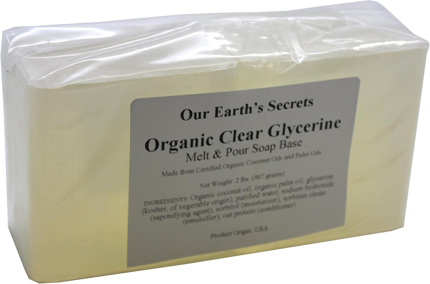 Organic Oil Clear Glycerin - 2 Pound Melt and Pour Soap Base