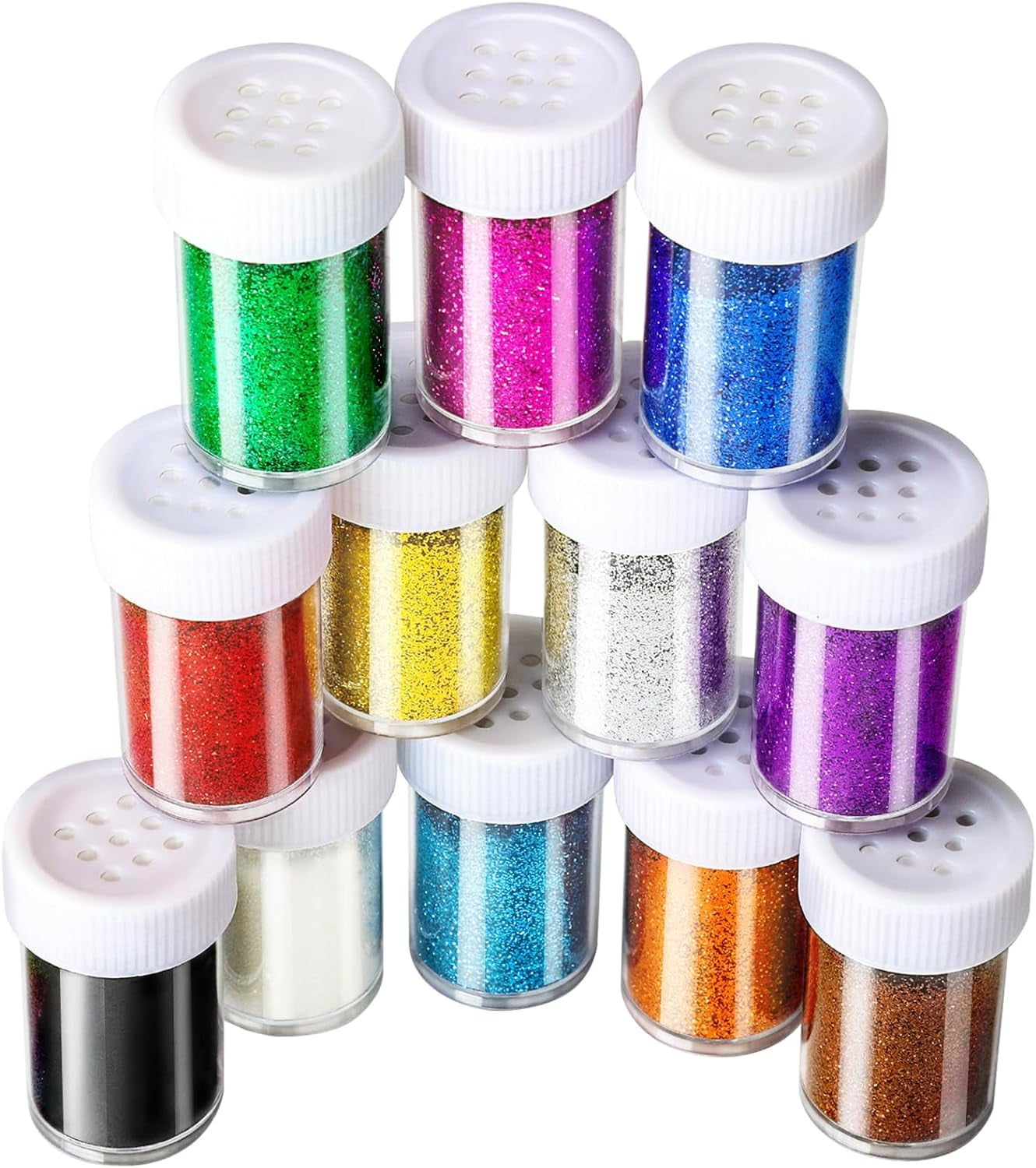 Glitter, Fine Glitter, Glitter for Resin, Glitter Crafts and Arts, Scrapbooking, Paints, Assorted Color Kit, 15G Each, Set of 12