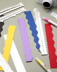 7 Pcs Metal Paper Tearing Ruler Deckle Edge Ruler Craft Ruler Stainless Steel Paper Cut Tool 12 Inch Irregular Edges Ruler Measurements Tool with 2 Watercolor Pen for Craft School Scrapbook