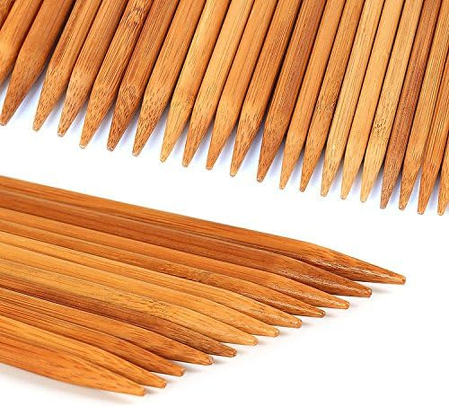 75 Pcs Double Pointed Knitting Needles Set,  Carbonized Bamboo Knitting Needles, Knitting Needle for Handmade Creative DIY - 8'' Length 15 Sizes (2.0Mm -10.0Mm) (5 Needles/Size)