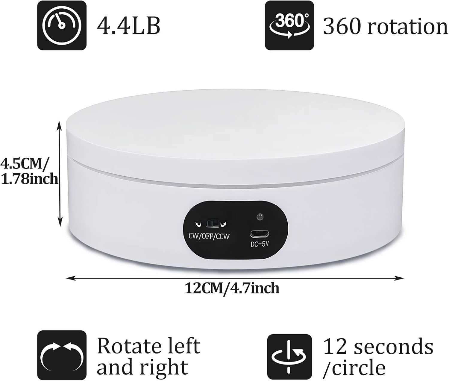 Exhibition Stand for Sublimation Tumbler, 360° Automatic Mute Rotating Revolving Platform 12Oz, 20Oz&50Oz Heat Press Blanks Tumblers Skinny Straight, Cup(White), White-01 (ZT-001)