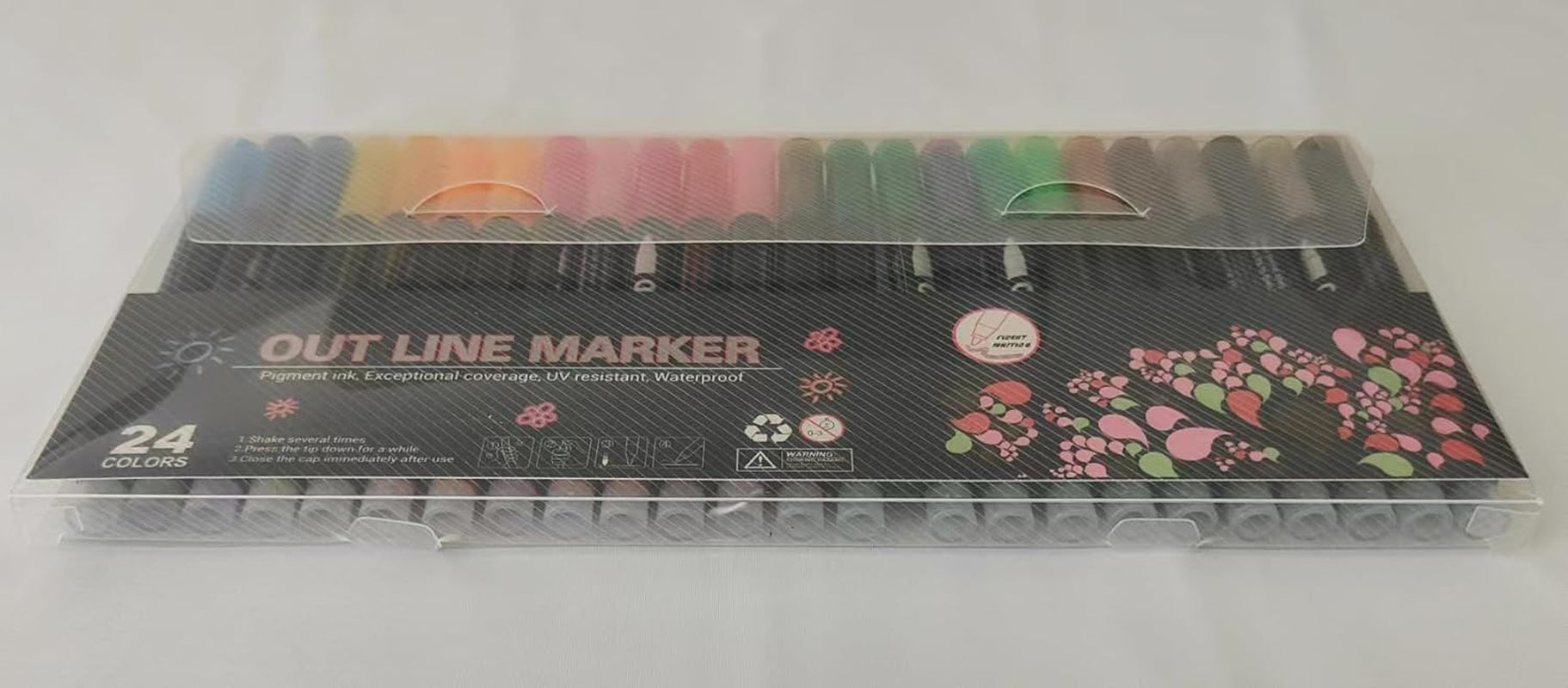Shimmer Markers Outline Double Line: 24 Colors Glitter Metallic Pen Set Super Squiggles Sparkle Cool Fun Self Sparkly Kid Age 4 8 10 12 Girl Gift Doodle Supplies Art Craft Girl Stocking Stuffer