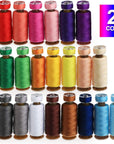 50Pcs Bobbins Sewing Thread Kit, 400 Yards per Polyester Thread Spools, Prewound Bobbin with Case for Brother Singer Janome Machine, 25 Colors