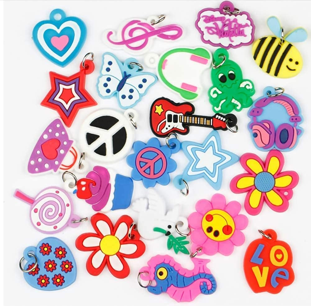 Flydem Rubber Loom Band Silicone Charm, Bracelet Charms,Loom Rubber Bands Charms,Bracelet Pendant,(105Pcs)