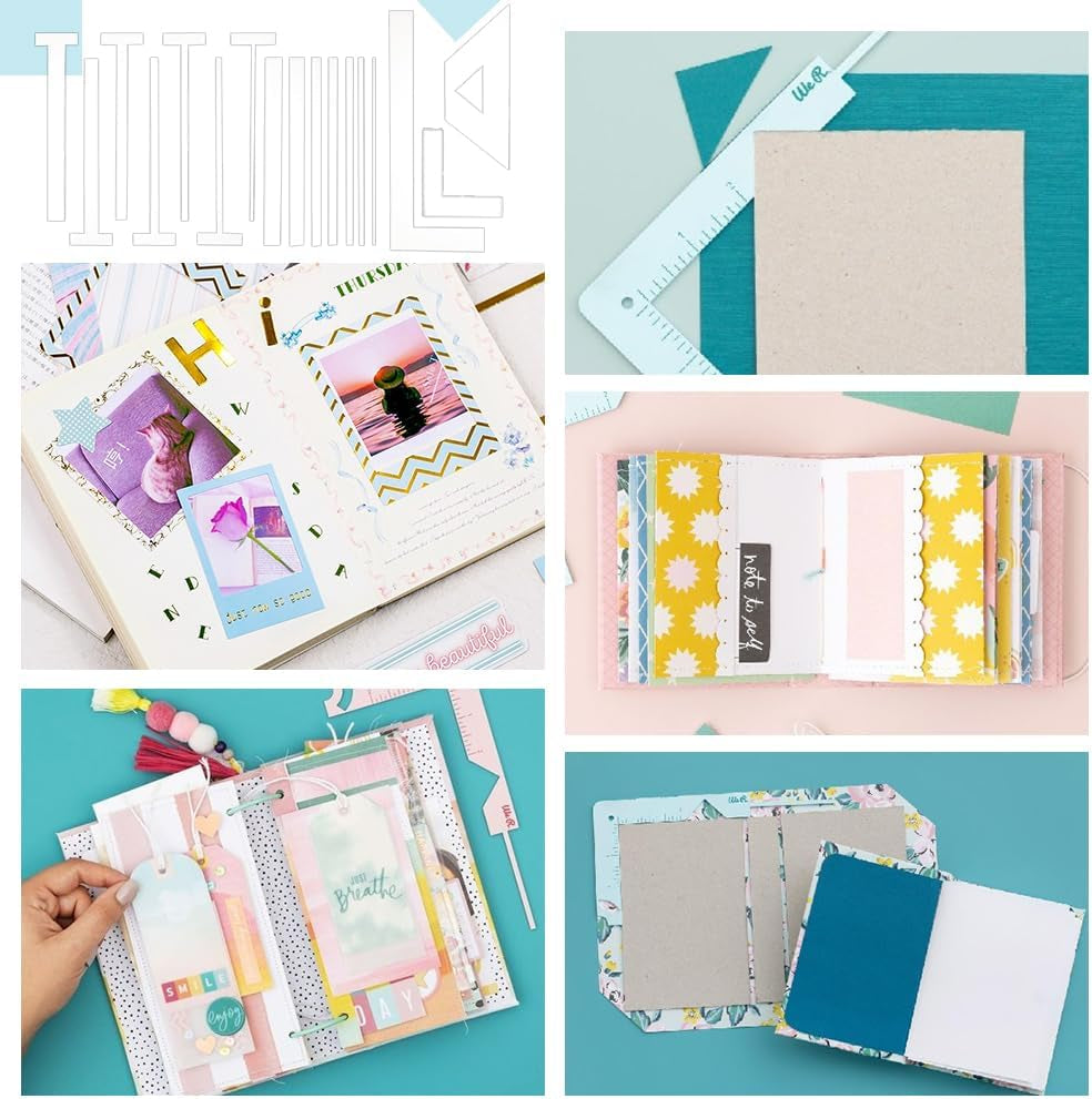 17 PCS Acrylic Bookbinding Spacer Tools, Clear Handmade Tools, Ladder &amp; L/T Shape &amp; Straight Edge for Making Books with Spine, Double Cover Structure, Album Cover