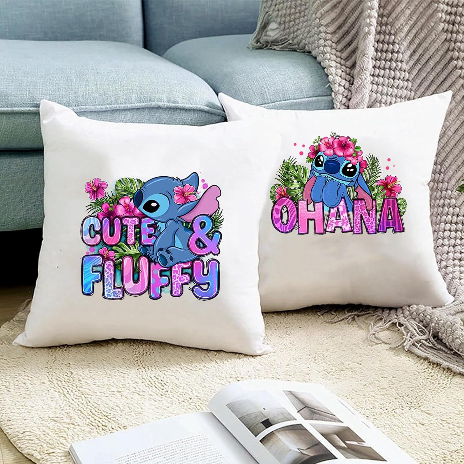 8 Sheets Stitch Iron on Transfers Iron on Decals for T-Shirts, Christmas Cartoon Blue Stitch HTV Heat Transfers Vinyl Iron on Applique for Clothes Pillow Hoodie DIY Crafts