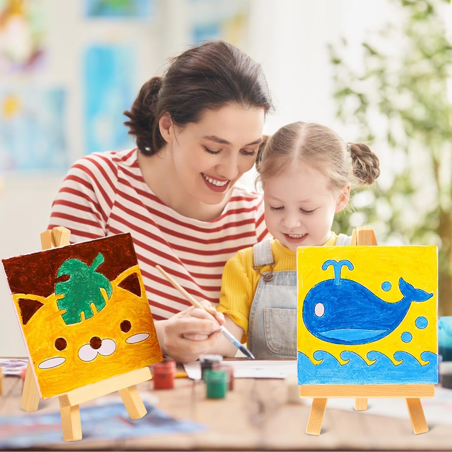 16 Pcs 5 Inch Mini Wood Display Easel, A-Shaped Small Wood Easel for Displaying Small Canvases, DIY Crafts, Photos, Gift, Home Decoration