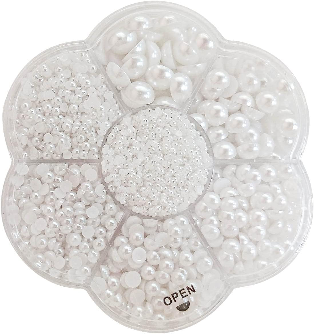 5600 Pieces Half Pearl Beads for Crafting Flatback Crafts Pearls for Nail Art Craft DIY Scrapbooking Jewelry Making Makeup Phone Shoes White Pearls Gems Half round Flat Back Pearls (2/3/4/5/6/8/10Mm)