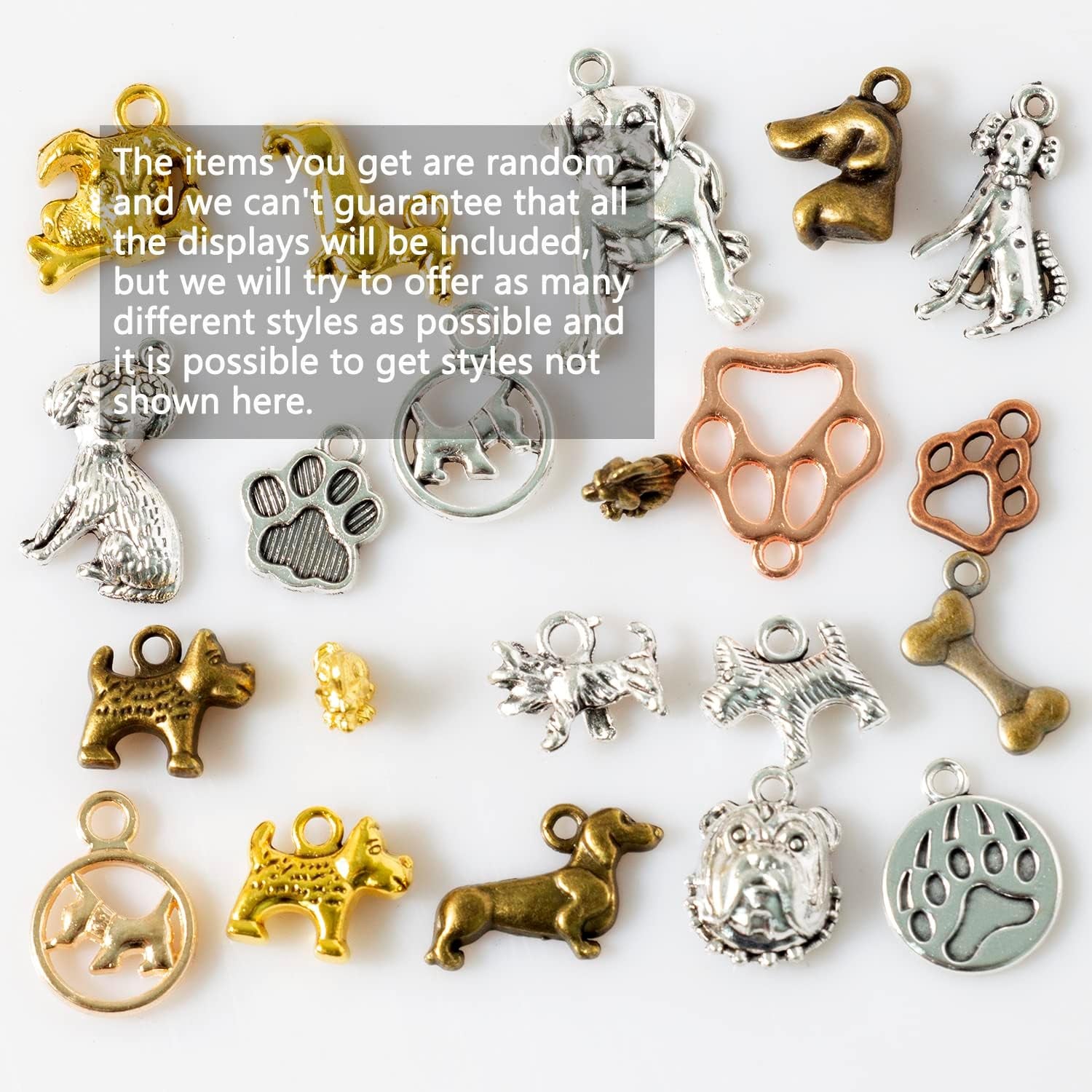100 Gram Metal Charms for Jewelry Making, Silver & Gold, Bulk Pack for Bracelets, Necklaces, Crafts