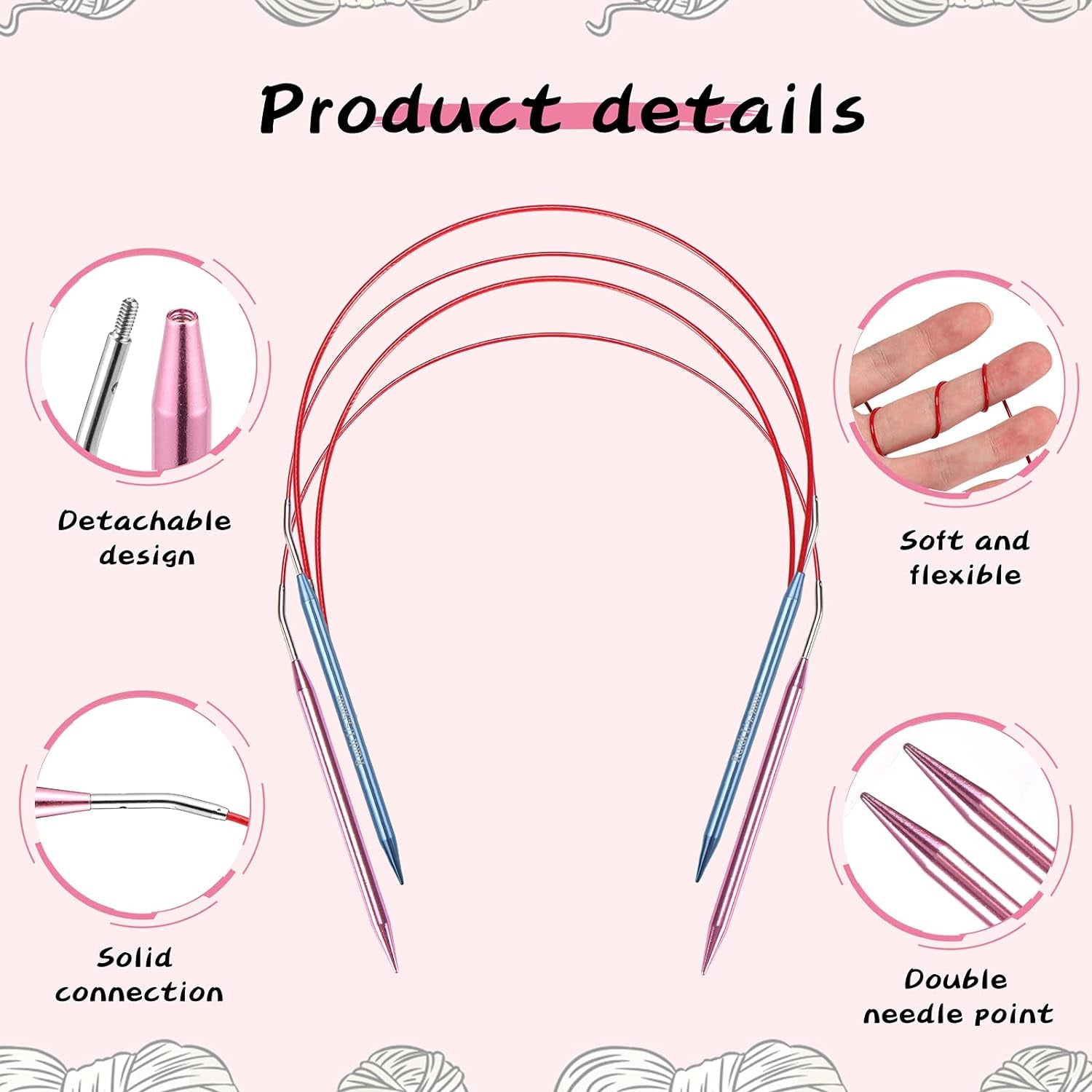 13 Pairs of Interchangeable Circular Knitting Needles Set