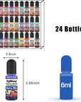 Epoxy Resin Pigment - 24 Colors Liquid Translucent Epoxy Resin Colorant, Highly Concentrated Dye for DIY Jewelry Making, Paint, Craft - 6Ml Each, with 6 Colors Resin Glitter