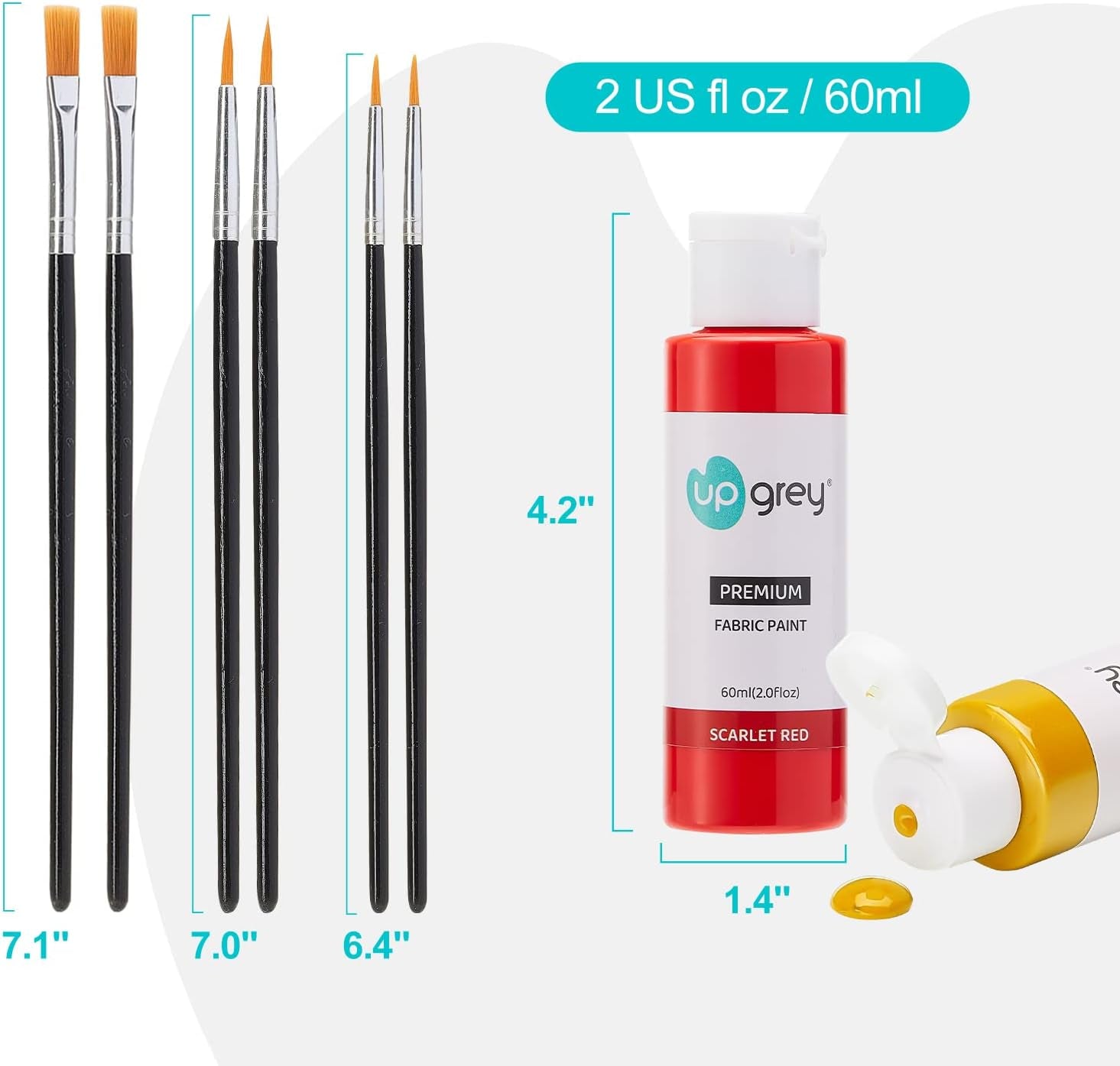 Fabric Paint Set for Clothes, 20 Colors(60Ml/2Oz Each) Permanent Textile Paint with 6 Brushes, 1 Palette, Washable Fabric Paint, Art Supplies for Clothes, Canvas, T-Shirts, Jeans, Bags, DIY Projects