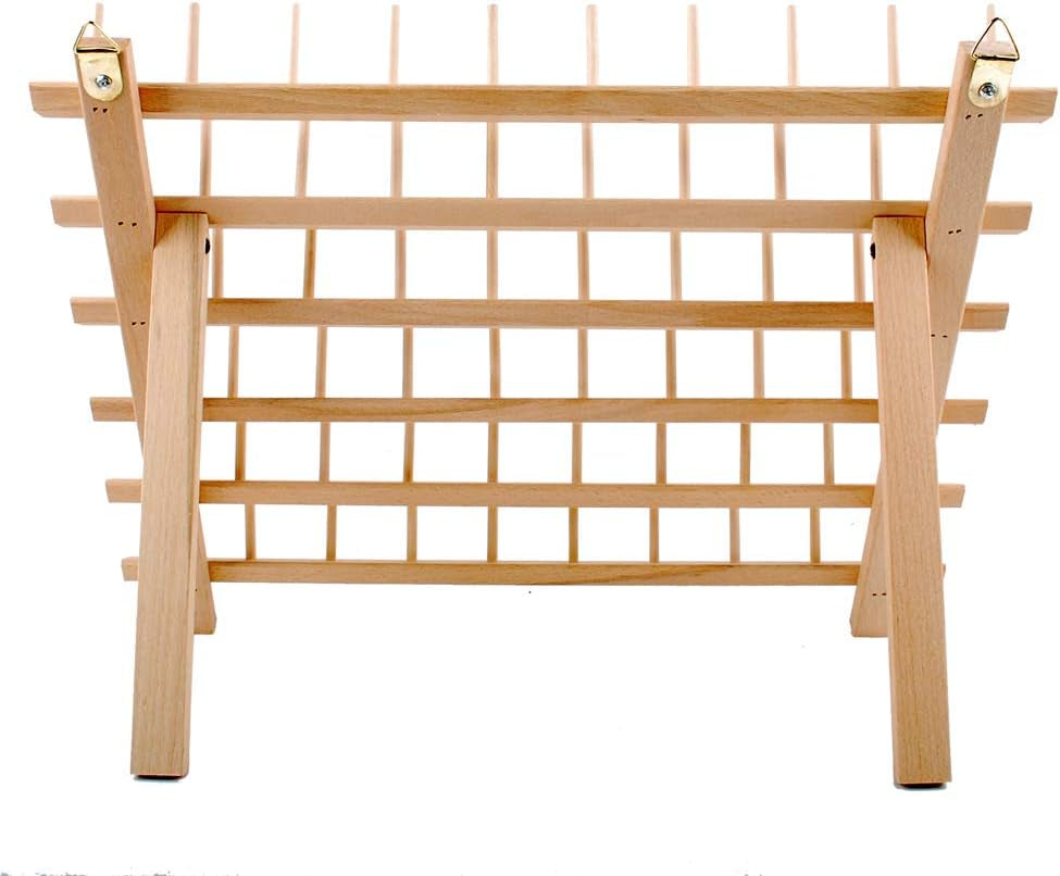60-Spools Wooden Thread Holder Sewing and Embroidery Thread Rack and Organizer Thread Rack for Sewing with Hanging Hooks