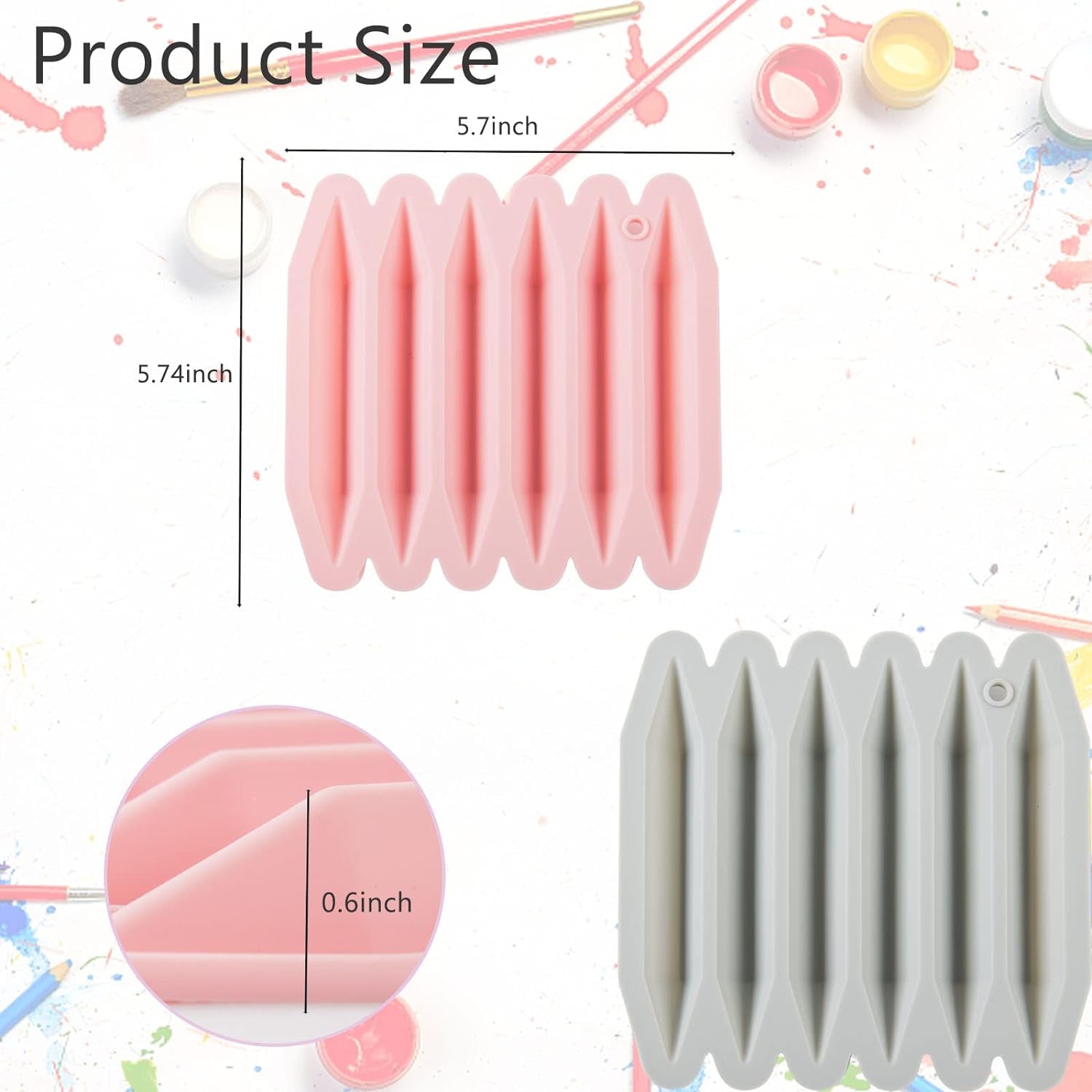 2 Pcs Crayon Mold Crayon Recycling Mold Cavity Double Tipped 3D Melted Crayon Molds Pure Silicone Oven DIY Crayon Shaped Mold Reusable Triangular Crayon Molds for DIY Making