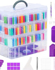 264 Slots 4-Tier Diamond Painting Storage Container Clear Stackable Bead Organizer with Diamond Painting Accessories and Tools for DIY Diamond Art Craft Jewelry Bead Storage